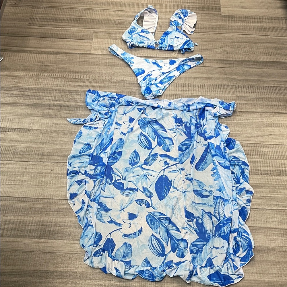Blue Floral Bikini Set